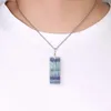 Natural Stone Rectangle Pendant Necklace For Man Pillar Crystal Pendants Rostfritt stålkedja Halsband smycken