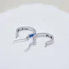2023 Hot selling S925 sterling silver blue Aobao heart-shaped earrings in Europe and America, round ear buckle earrings