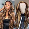 30 32 pouces ombre miel blonde en dentelle perruques avant 180% densité cheveux brazliens humains colorés 13x4 en dentelle de cheveux humaine frontale perruque corporelle perruque frontale