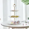 Placas 4 estilos de 3 camadas de 3 camadas Stand pratos de cupcake cocô de plástico sala de estar em casa prato de frutas cesto moderno criativo