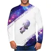 メンズTシャツ宇宙船グラフィックティーティーティーズ長袖シャツカジュアル3DプリントTシャツトレンディユニセックストップハンサムマンHombres Top