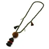 Chains Bohemia Necklace Jewelry Multi-layer Tassel Plush Ball Pendant Women Autumn Winter Sweater Chain Wood Beads Long