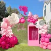 Andere evenementenfeestjes 128 PCS Pink Rose Red Silver Disco Bow Aluminium Die Balloon Garland Arch Kit Girls Baby Shower Wedding Decoratie 230812