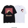 Rhode 2023 Spring/Summer Fashion RH Sunset موضوع ثلجي Mountain Print High Street Short Shirt T-Shirt Male and Eye Tee Tee