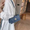 Schoudertassen denim kleine vierkante tas voor dames nieuwe trend mobiele telefoon tas zomer Koreaanse versie veelzijdige ketting crossbody tas voor damesstylishhandbagsstore