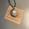 Pendant Necklaces Boho Moon Crescent Heart Shape Chakra Healing Crystal Stone Rope Chain Necklace For Women Jewlery Wholesale