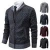 Men's Jackets Male Turtle Jacket Winter Plush Coat Men Zipper Cold Sweater Cardigan Grey Wine Red Plaid Knit Outwear Sweatercoat