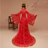 Ubrania etniczne Oryginalne Cesarska Księżniczka Kostium Hanfu Czerwony Ogon strój dominujący dominujący ślub chińskiej królowej
