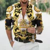 Chemises décontractées masculines 2023 Fashion d'été Hawaiian Style Beach Long Mancheve Shirt Creative Digital Printing Trend Loose Tendgan Top
