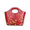 Evening Bags GAGACIA Vintage Women Handbag 2023 Hand Painted Genuine Leather Ladies Handbags Woman Cowhide Shoulder Bag Sac Main Femme