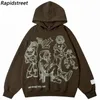 Sweats à capuche masculine Sweatshirts Hip Hop Streetwear Sweat-shirt Anime Japonais Carton de dessin à sweat graphique Pullover Men Harajuku Coton Sweat à capuche rose 230812