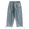 Herenbroek joggers harem jeans heupstijl losse blauwe denim gewassen vracht buiten anklelength streetwear 230812