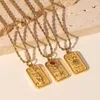 Pendant Necklaces Stainless Steel 18K Gold Plated Sun Star Stamp Women Flower Vintage Jewelry Chaine Long Collar Mujer