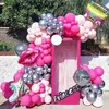 Andere Event -Party liefert rosa Rose Red Disco Bow Aluminium Die Ballon Garland Arch Kit Mädchen Geburtstag Babyparty Hochzeit Bachelorette Dekoration 230812