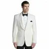 Men's Suits Custom Wedding For Men Ivory Groom Tuxedos Trajes Para Hombre Costume Homme Mariage Slim Terno 2Piece(Coat Pants)