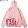 Sweats à capuche masculine Sweatshirts Hip Hop Streetwear Sweat-shirt Anime Japonais Carton de dessin à sweat graphique Pullover Men Harajuku Coton Sweat à capuche rose 230812