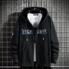 Herrtröjor tröjor avslappnad för vårens höst svart grå zip up hoodie tröja mäns hip hop skateboard streetwear kläder 230812