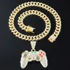 Hip Hop Men Rapper Diamond Pingente Pingente Colar Shiny Game Pad Game Controller Pingente Micro-Inset Zircon Jóias Night Club Sweater Clavarbone Chain 1710