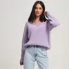 Kobiety swetry jesień i zima Europejska Amerykanin 2023 Knitted Pullover V-Neck All-Match Simple Sweater Women