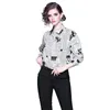 Polos femininos Blusa grande mulher mulher solta tipo BLUSAS MUJER DE MODA Camisetas estampas de estampa femme Turn Down Collar Tunique Sexy Outwear