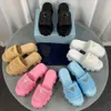 Lafite Crochet knit thick sole slippers Designer platform slide Women wedge Triangle decoration Beach Casual Slides Flip Flops Ladies Straw Thick Bottom sandal