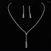 Necklace Earrings Set 2023 Luxury Simple Hollow Double Heart-shaped Necklaces Exquisite Crystal Pendant Chain For Women Wedding Jewelry