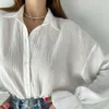 Ins Style Autumn Trumpet Sleeve Long Sleeved Shirt Cotton Casual Niche White For Women