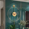 Wall Clocks Metal Minimalist Clock European Automatic Swing Decorative Creative Round Watch Living Room Silent Quartz