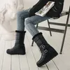 Boots YQBTDL Plush Warm Mid-calf Snow Womens 2023 Casual Winter Wedge Long Booties Outdoor Shoes Big Size 34-42 White Pink Black