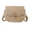 Strandtassen Damestas Koreaanse versie 2022 Nieuwe zomerse mode Straw geweven lock gesp buckle Saddle Bag Chain Dames één schouder Crossbody SmakstylishDesigner Bags