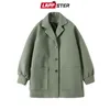 معاطف الخندق للرجال Lappster Men Fashion Trench Coat Overcoat Mens اليابانية معطف الشتاء الشتاء Harajuku khaki Coats 230812