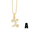 Colliers pendants Flola Gold plaquée Lune et étoile pour les femmes Copper Colorful Crystal Heart CZ Bijoux Friends Cadeaux Nker65