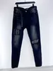 Mens jeans luxe ontwerper Smens Jean Men Crystal verfraaide Jean Ript For Trend Brand Motorcycle Pant Mens Skinny Cowboy Pants