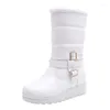 Boots YQBTDL Plush Warm Mid-calf Snow Womens 2023 Casual Winter Wedge Long Booties Outdoor Shoes Big Size 34-42 White Pink Black