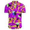 Camicie casual da uomo a bottoni abbottoni uomini color fluorescente stampa 3d stampting aloha gemelli sociali a maniche corte