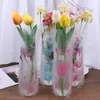 Vases 27 X 12cm Home Freshness PVC Plastic Foldable Transparent Vase Flowers Jardiniere Flower Arrangement Vase 230812