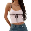 Damestanks viqwqii dames s gebreide gewas cami tops mouwloze spaghetti riem tie-up voorste camisole geribbelde tank