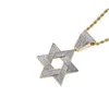 Colliers pendants libres de vêtements de bois personnalisés bijoux bijoux Micro Pave Cubic Zircon Star de David Charm Collier Hexagon Iced Out Homme