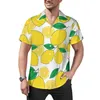 Men's Casual Shirts Lemon Print Blouses Men Green Leaves Hawaiian Short-Sleeved Graphic Streetwear Oversized Beach Shirt Gift