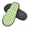Тапочки Мужчины Женщины плюшевые внутренние зеленые проверенные клетчатые теплое мягкая обувь Домашняя обувь Осень Зима 2023