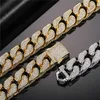 Hip Hop 14 mm Heavy Miami Cuban Link chaîne Bling Iced Out AAA + Coubic Zirconia Bracelet Collier pour hommes