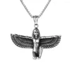 Hänghalsband män kvinnor egyptiska gudinna bevingade isis rostfritt stål halsband kedja smycken föremål