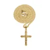 Jesus Cross Necklace Gold Plated Stainless Steel Pendant Fashion Religious Faith Necklaces Mens Hip Hop Jewelry