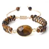 Strand 5pcs Natury Tiger Eye Stone Bracelet Handmade 4mm Beads Yoga Wrap Bangle for Women Men Bohemian Jewelry Gifts Bains
