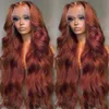 13x4 Reddish Brown Body Wave Lace Frontal Human Hair Wig 180%density HD 13x6 Lace Frontal Wig Glueless Human Hair Wig Pre Plucked