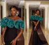 Sydafrika Nigeria Mermaid Prom Dresses Ruffles Off Shoulder Long Evening Formal Gowns Slim Fitted Vintage Black Second Reception Engagement Party Dress CL2708