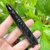 Decoratieve objecten Figurines 9cm Natuurlijke zwarte obsidiaan Demon Canving Healing Fish Tank Landscaping Decor Home Decorations Geschenk 1PCS 230812