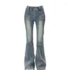 Pantalon de fusée de jeans pour femmes rétro y2k Gradient de mode haut de gamme patchwork haute taille femmes surdimension