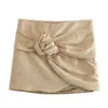 Scheroni di gonne mini gonna annodate Donne eleganti Khaki Short Chic Lady Abbigliamento femmina 2023 Estate