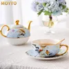 Herbata filiżanka kości China Teapot Zestaw porcelanowy angielski popołudniowa filiżanka i garnek Złoty uchwyt luksusowy przylot prezent urodzinowy 230812